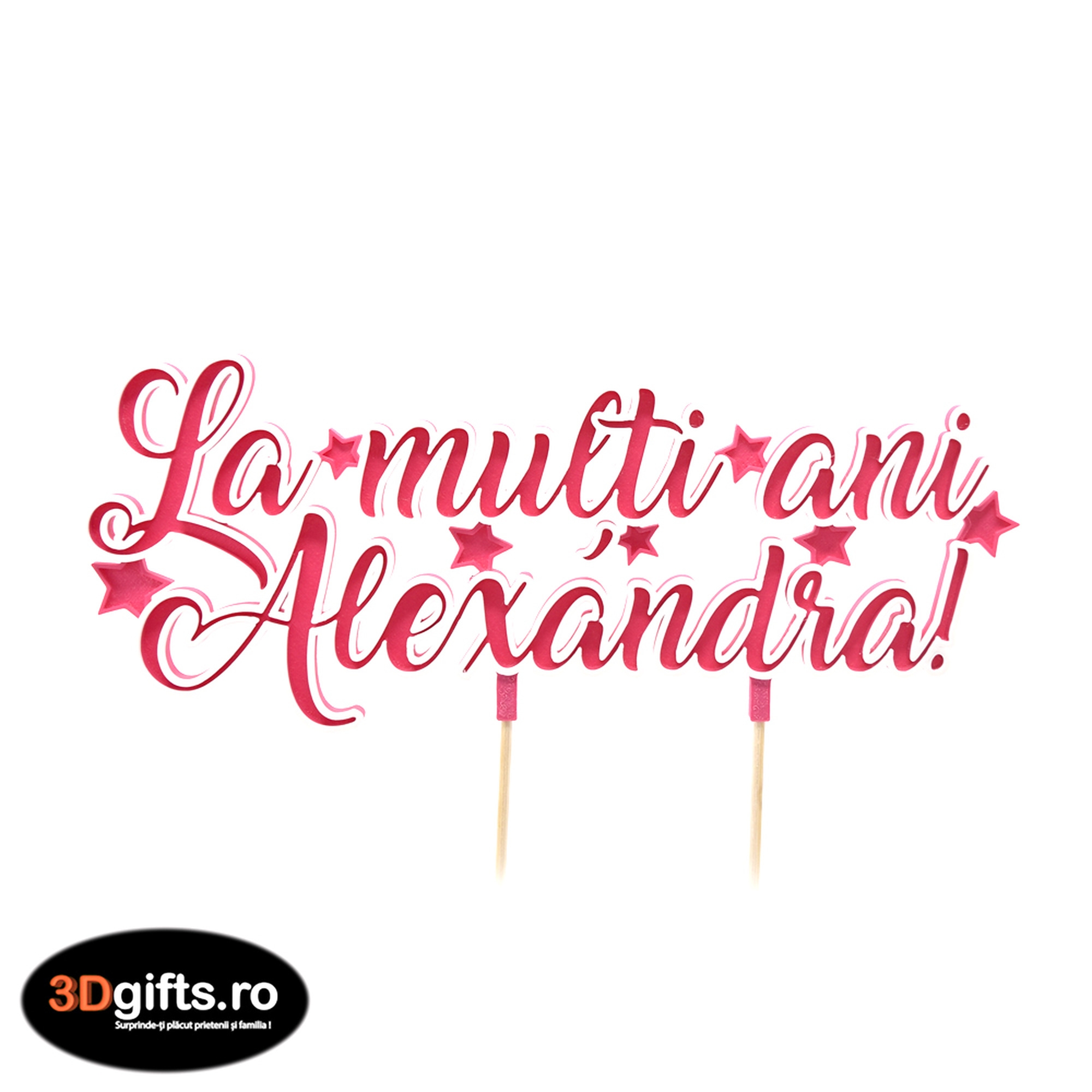 Decor Tort Personalizat Roz - "La Mulți Ani" Cu Nume