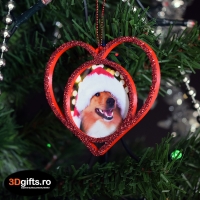 Ornament Brad Personalizat - Model “Inimă”, Roșu