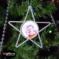 Set 3 x Ornament Brad - Model “Stea”, Argintiu