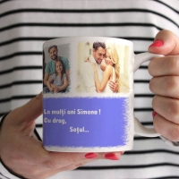 Cană Personalizată - 3 Poze Cu Text