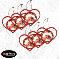 Set 6 x Ornament Brad - Model “Inimă”, Roșu