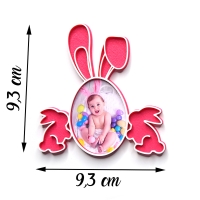 Magnet Personalizat 3D cu Poză - Model "Iepuraș De Paște", Roz