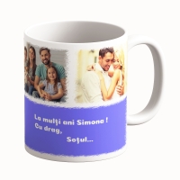 Cană Personalizată - 3 Poze Cu Text