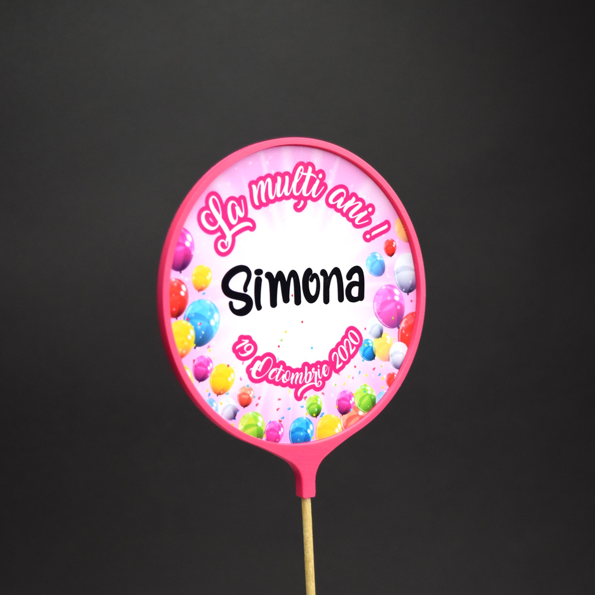 Topper Tort Personalizat Rotund - Diferite Culori - Cu Nume Și Dată