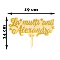 Topper Tort Personalizat Lemn - "La Mulți Ani" Cu Nume Și Dată