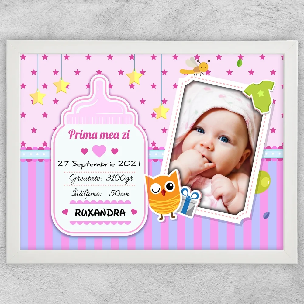 Tablou Personalizat O Poză Și Text Fetiță - Prima Mea Zi Tablou Personalizat O Poză Și Text Fetiță - Prima Mea Zi