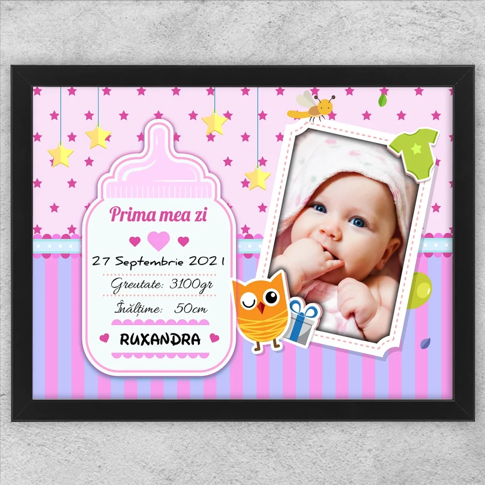Tablou Personalizat O Poză Și Text Fetiță - Prima Mea Zi Tablou Personalizat O Poză Și Text Fetiță - Prima Mea Zi