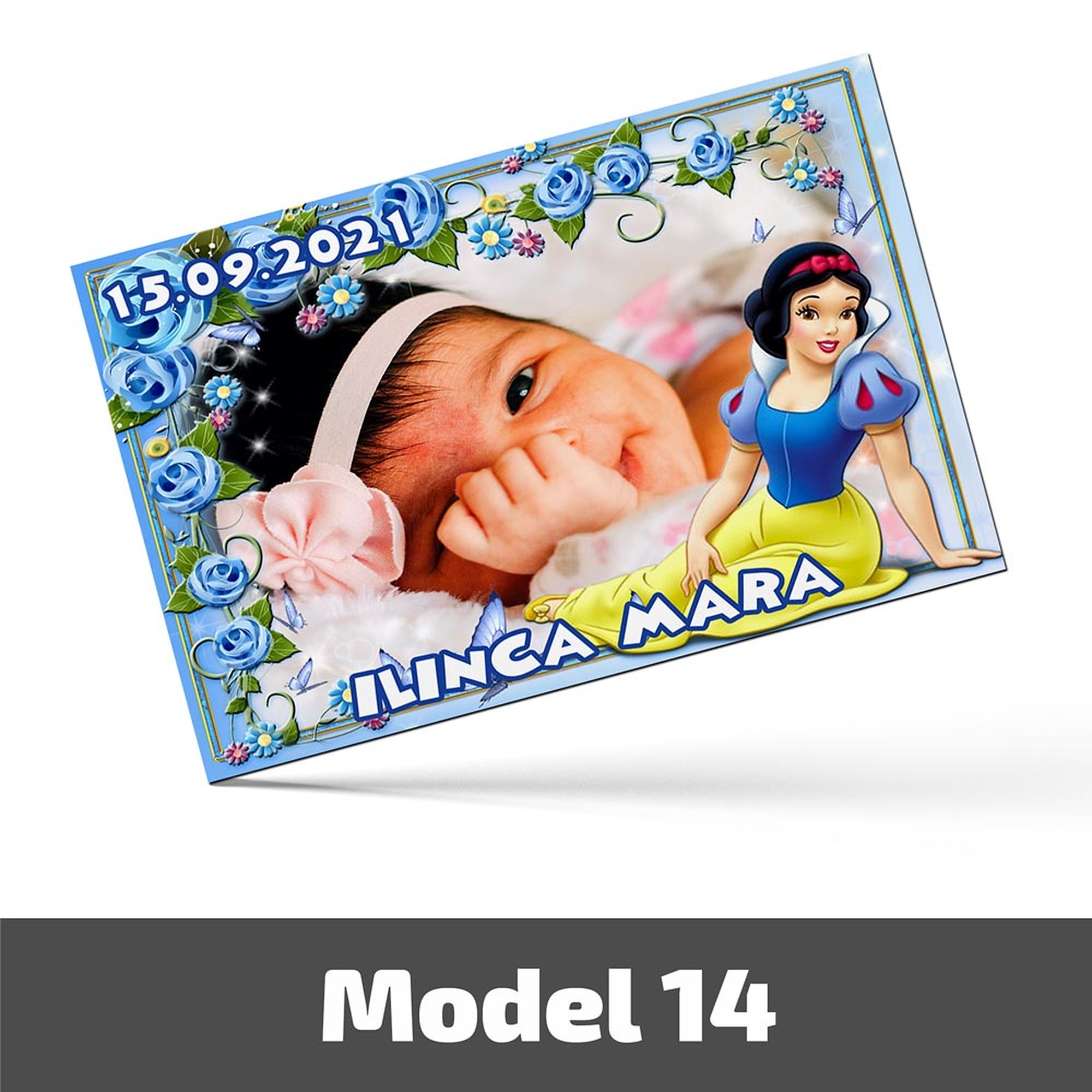 Mărturii Botez Magnetice Cu Poză, Nume Și Dată - Set 10 Buc. - Model 14