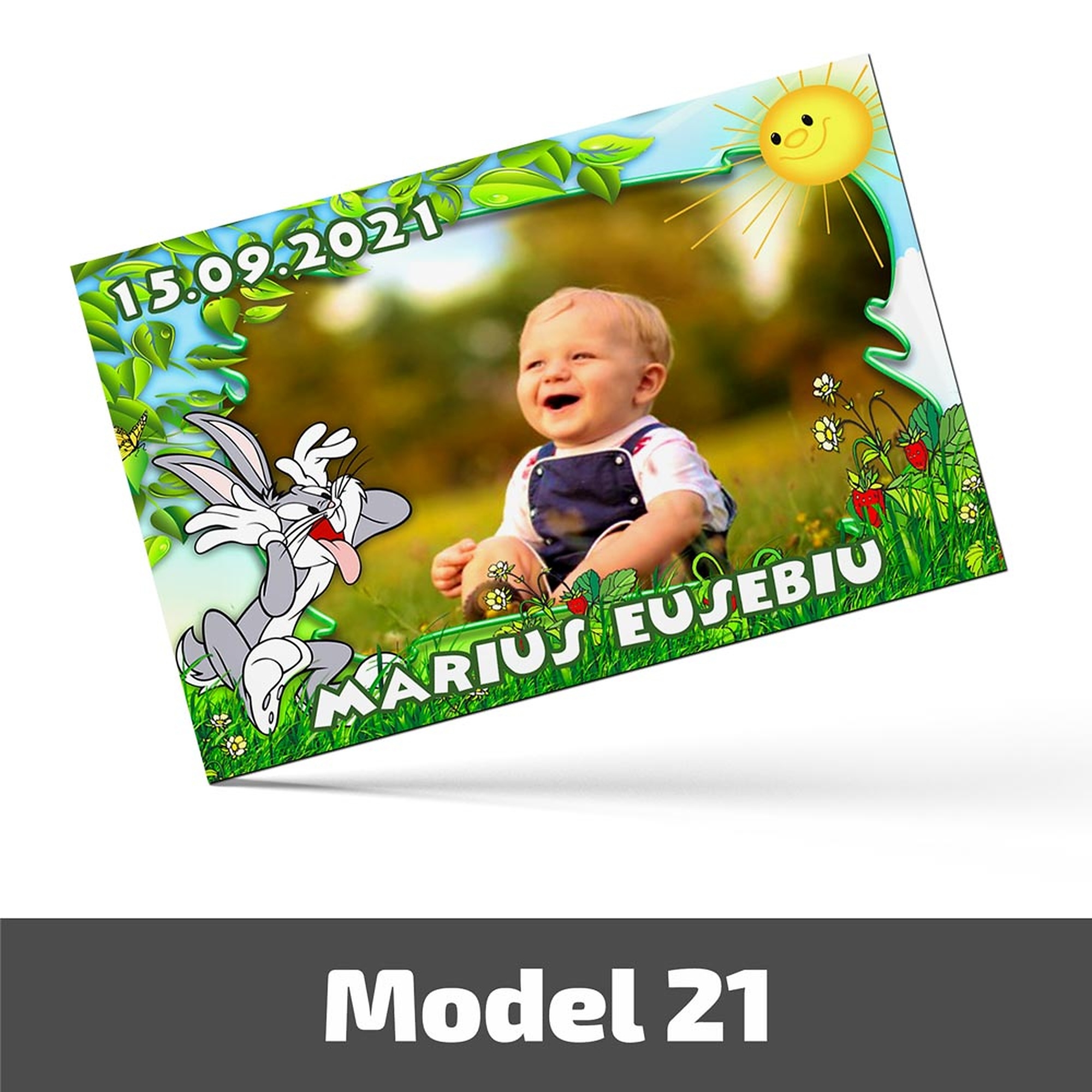 Mărturii Botez Magnetice Cu Poză, Nume Și Dată - Set 10 Buc. - Model 21