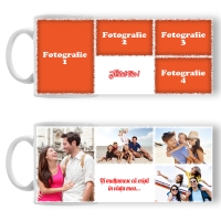 Cană Personalizată - 4 Poze Cu Text