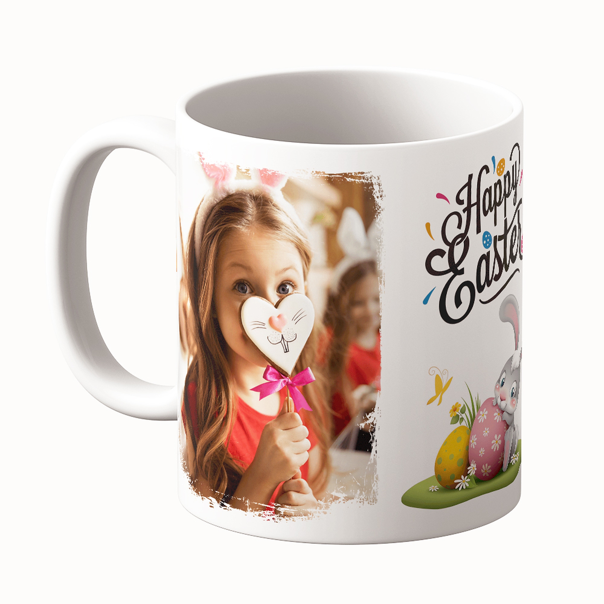 Cană Personalizată - Model "Happy Easter 2" Cu Două Poze