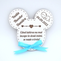 Mărturii Botez Magnetice Lemn - Micky Baiețel - Set 10 Buc. Mărturii Botez Magnetice Lemn - Micky Baiețel - Set 10 Buc.