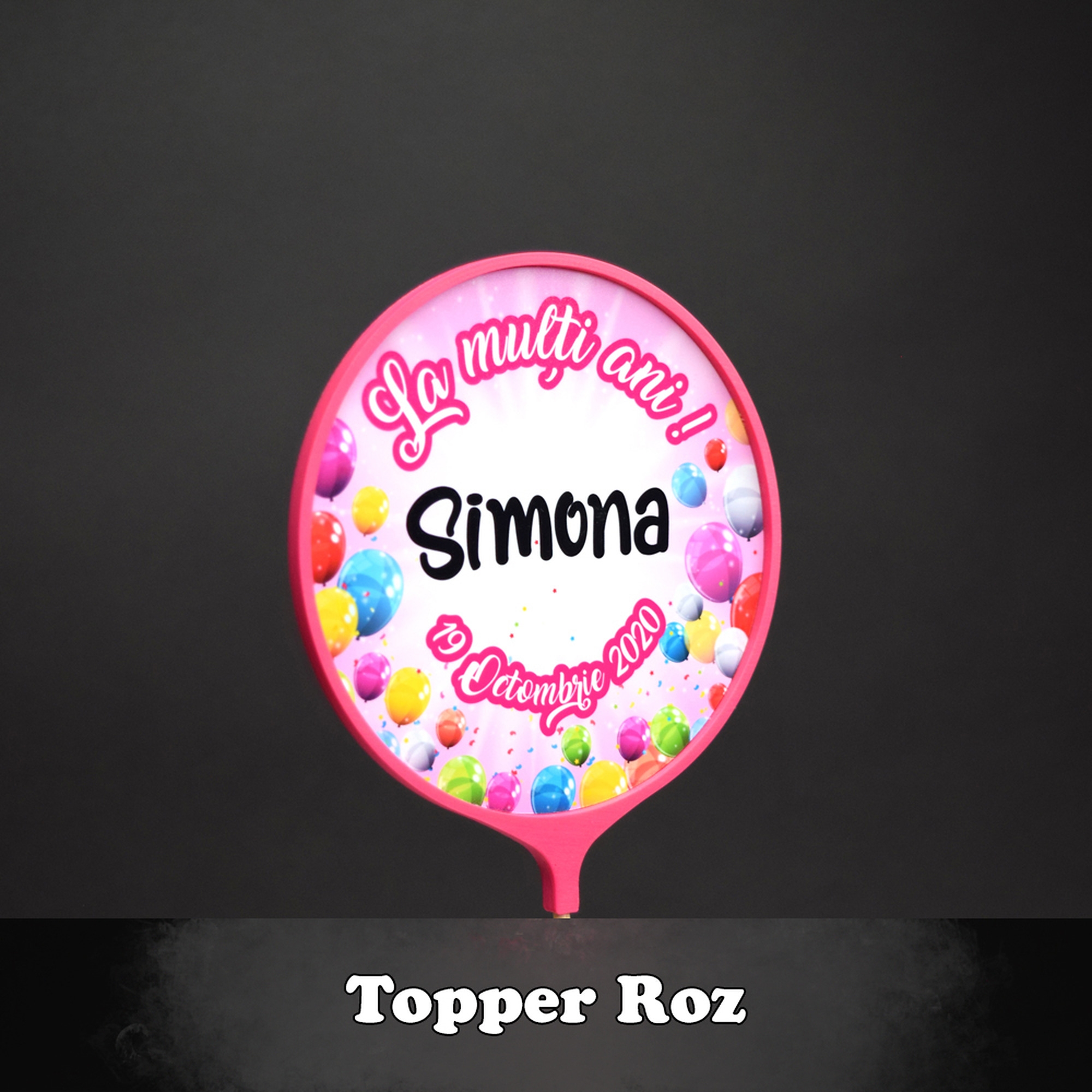Topper Tort Personalizat Rotund - Diferite Culori - Cu Nume Și Dată