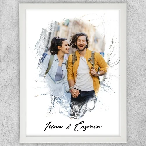 Tablou Personalizat Watercolor - O Poză Și Text "Droplet"