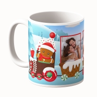 Cană Personalizată - Model "Trenuleț de Crăciun" Cu Trei Poze