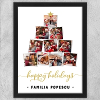 Tablou Personalizat Cu 10 Poze Și Text - Happy Holidays