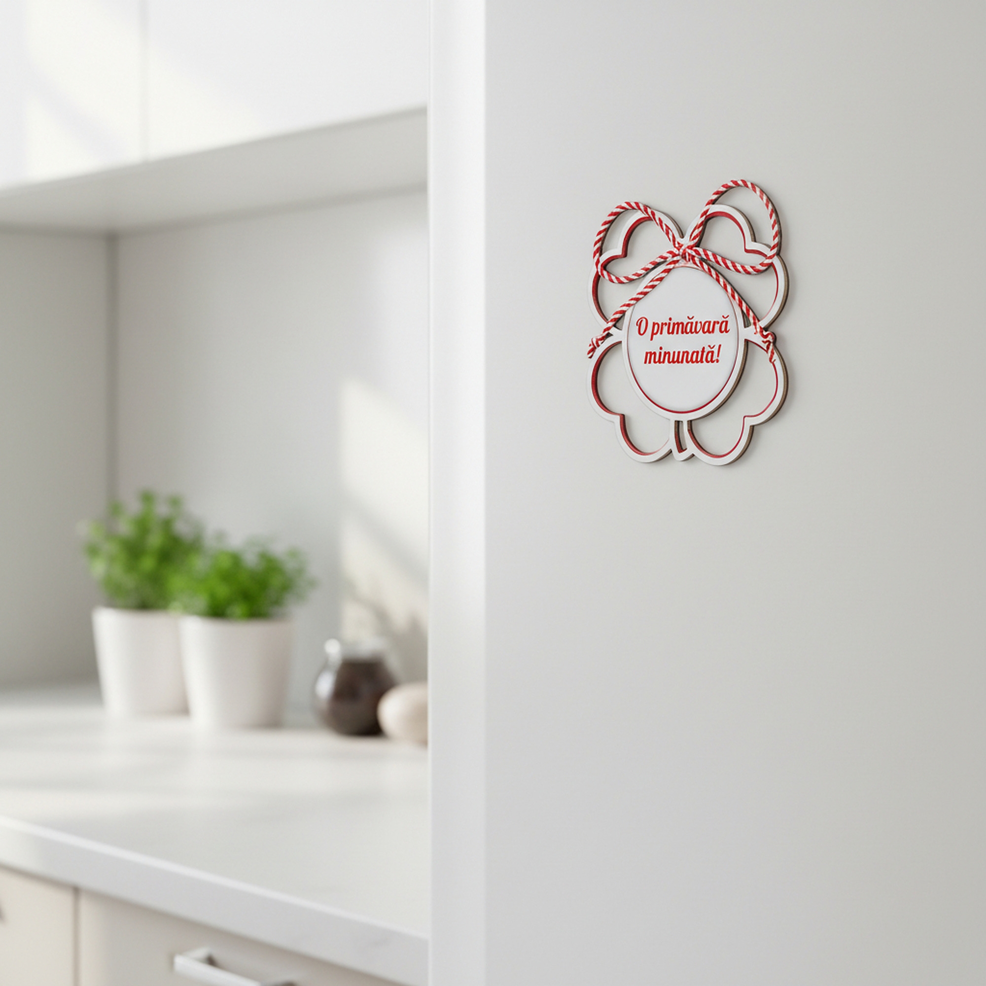 Mărțișor Personalizat 3D Magnetic - Trifoi Cu Text