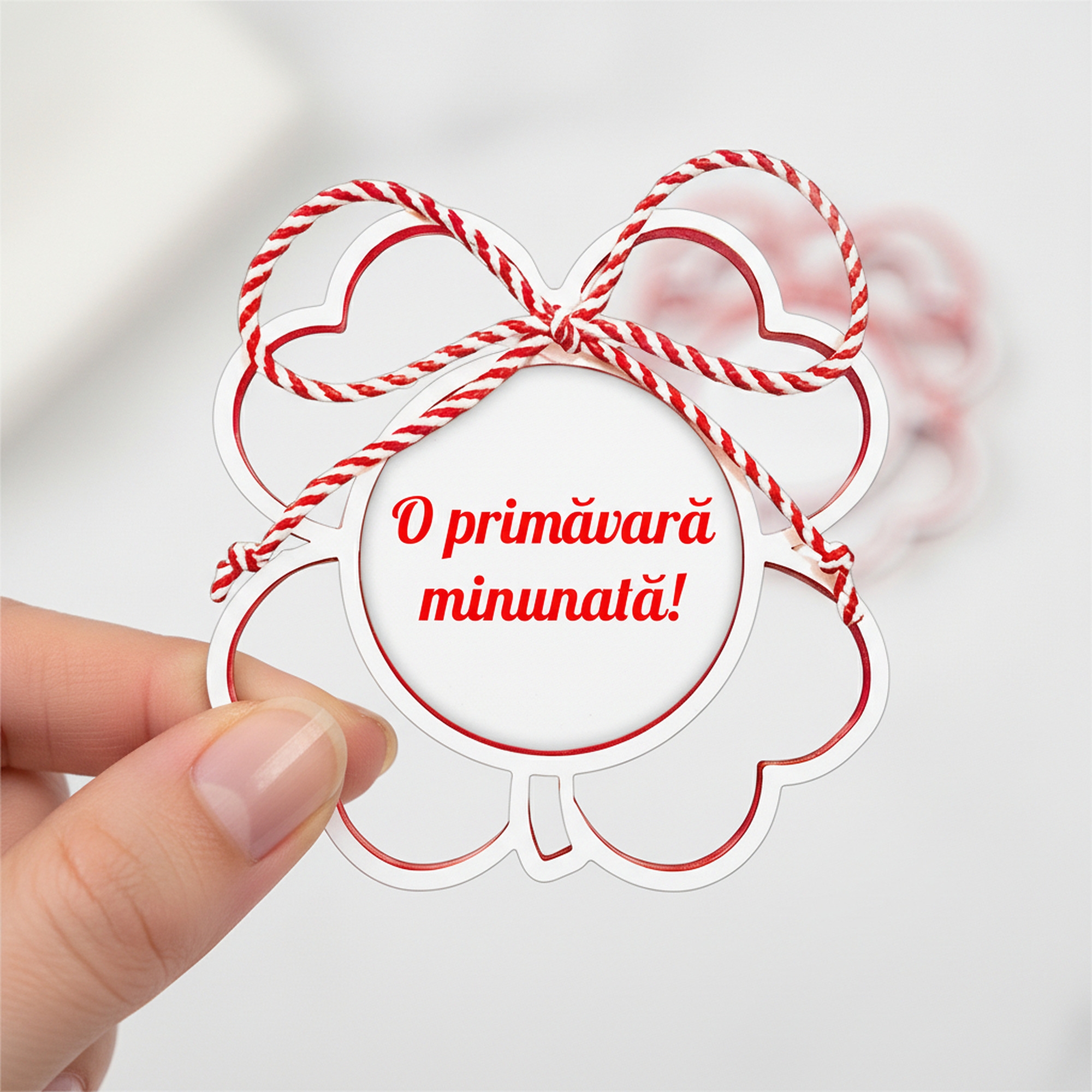 Mărțișor Personalizat 3D Magnetic - Trifoi Cu Text