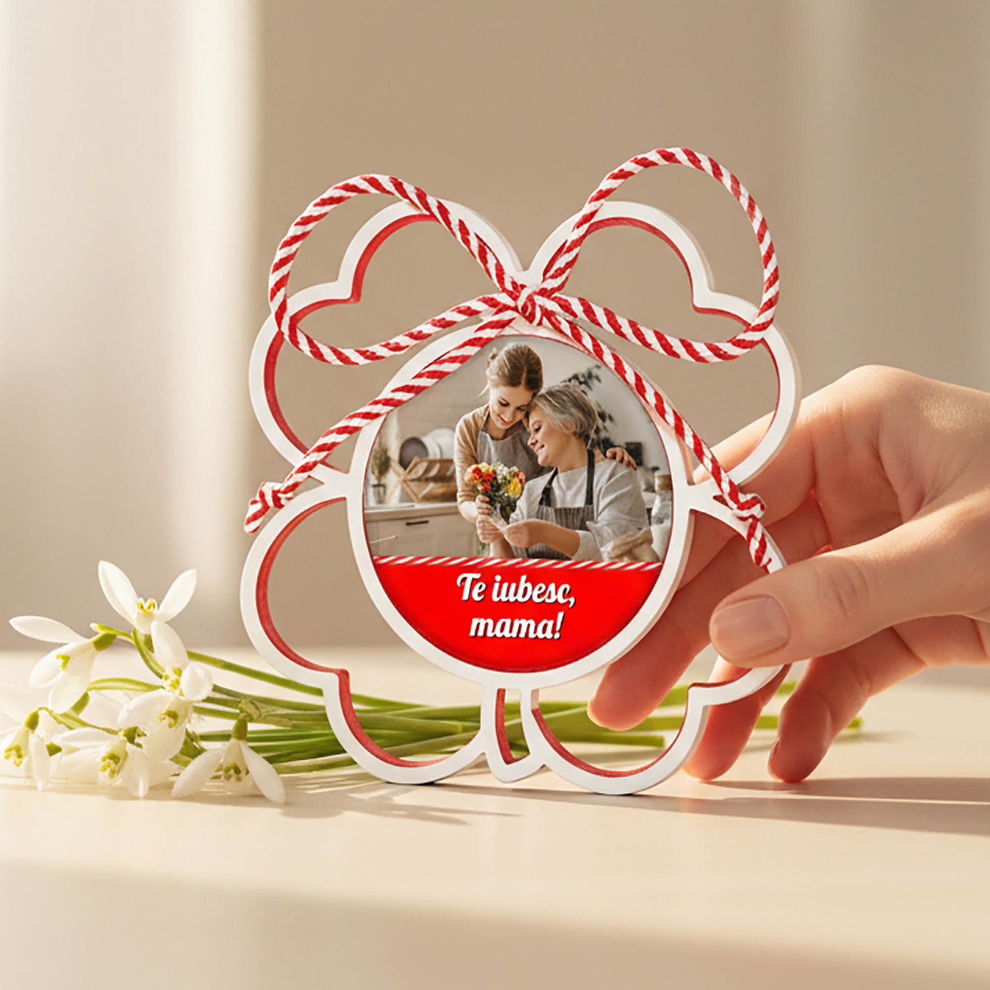 Mărțișor Personalizat 3D Magnetic - Trifoi Cu Poză, Nume Sau Text