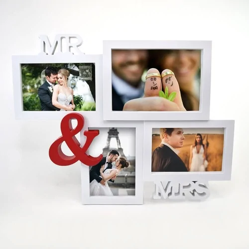 Ramă Foto Personalizată - Model "MR&MRS" cu Patru Poze