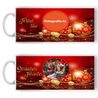 Cană Personalizată - Model "Crăciun Fericit" Cu O Poză Și Text