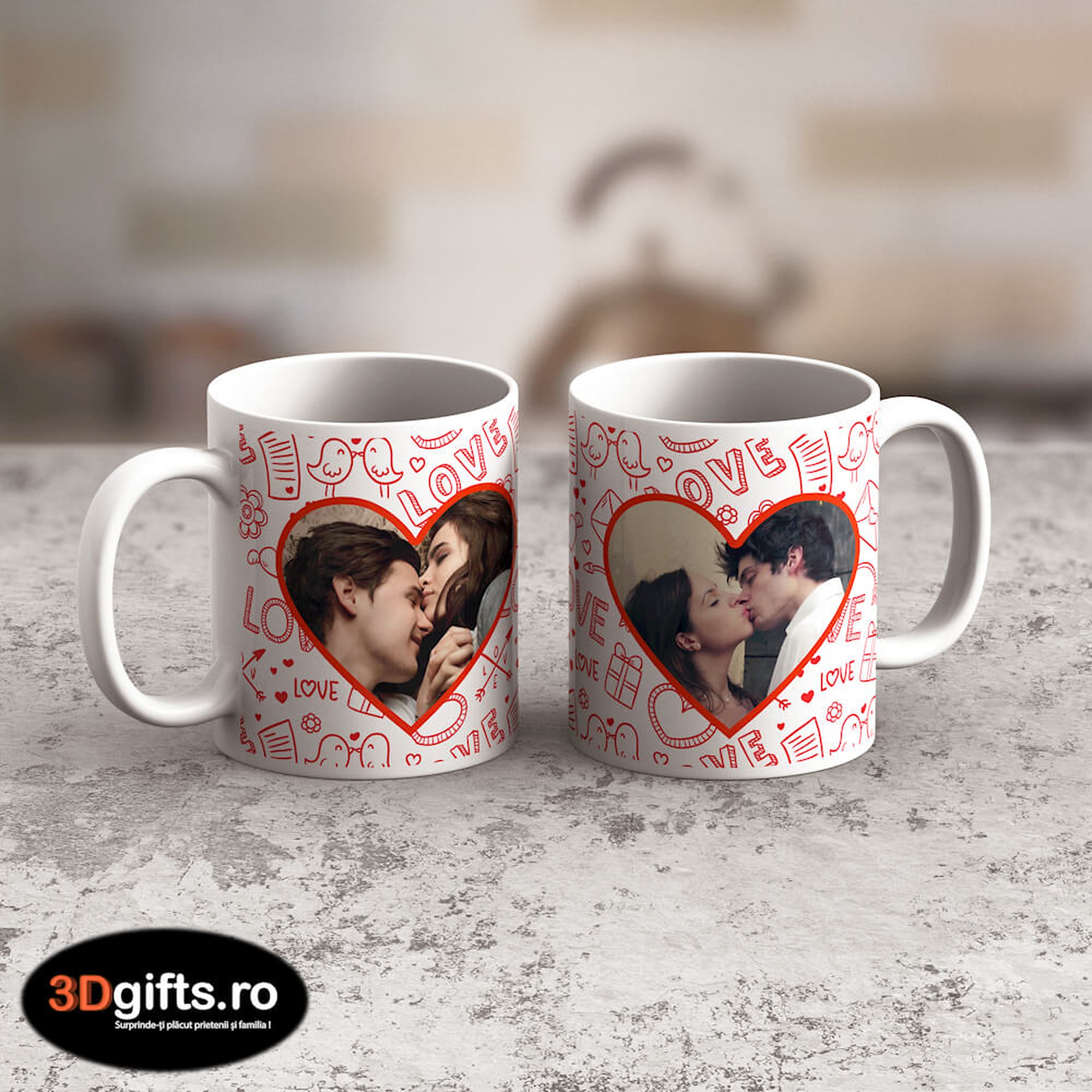 Cană Personalizată - Model "Love Everywhere" Cu Două Poze