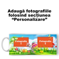 Cană Personalizată - Model "Easter Rabbit" Cu Două Poze