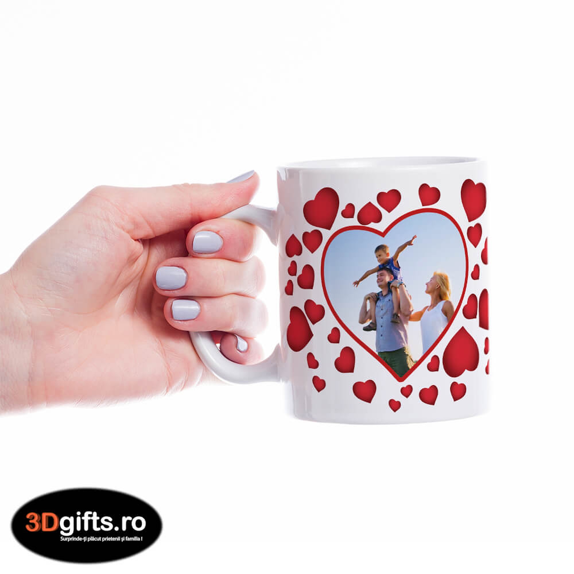 Cană Personalizată - Model "Love Portret" Cu Două Poze Și Text
