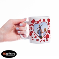 Cană Personalizată - Model "Love Portret" Cu Două Poze Și Text