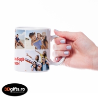 Cană Personalizată - 4 Poze Cu Text