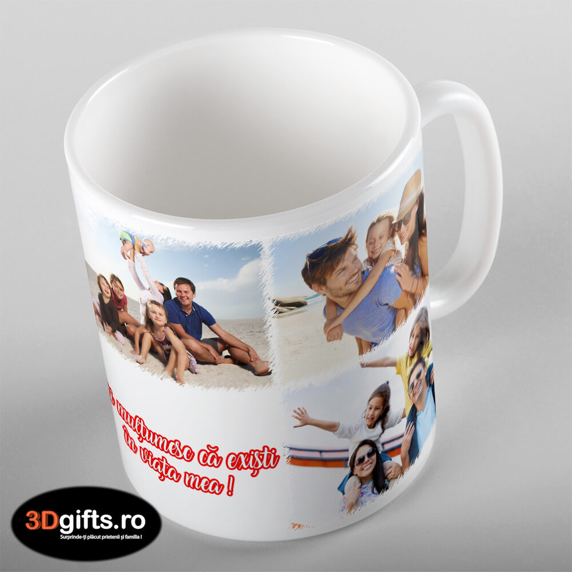 Cană Personalizată - 4 Poze Cu Text