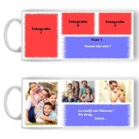 Cană Personalizată - 3 Poze Cu Text